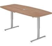 kaiserkraft Mesa de reuniones, A x P 2200 x 1030 mm, de altura regulable eléctricamente entre 720 - 1190 mm, decoración de nogal