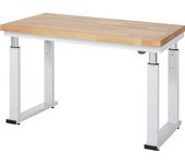 RAU Mesa de trabajo, altura regulable eléctricamente, altura 740 - 1140 mm, tablero de haya maciza, A x P 1250 x 700 mm