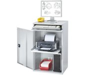 eurokraft pro Puesto de trabajo para ordenador, chapa de acero, H x A 1060 x 650 mm, sin compartimento para el monitor, color de la puerta gris