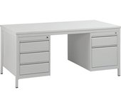 eurokraft basic Escritorio para encargados, gris luminoso, cajones: 4 x 140 mm, 1 x 280 mm, A x P 1600 x 800 mm