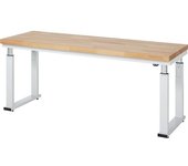 RAU Mesa de trabajo, altura regulable eléctricamente, altura 740 - 1140 mm, tablero de haya maciza, A x P 2000 x 700 mm