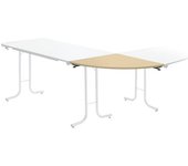 kaiserkraft Mesa de ampliación para mesa plegable, tablero en cuarto de círculo, 700 x 700 mm, armazón negro, tablero en decoración de arce