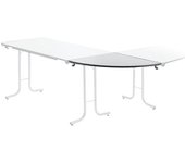 kaiserkraft Mesa de ampliación para mesa plegable, tablero en cuarto de círculo, 700 x 700 mm, armazón en color aluminio, tablero gris luminoso