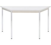 eurokraft basic Mesa multiuso, trapezoidal, H x A x P 740 x 1400 x 700 mm, tablero gris luminoso, armazón cromado