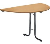 kaiserkraft Mesa de ampliación para mesa plegable, tablero semicircular, 1400 x 700 mm, armazón negro, tablero en decoración de haya