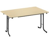 kaiserkraft Mesa plegable, con bordes redondeados, armazón de tubo redondo, tablero rectangular, 1200 x 700 mm, armazón negro, tablero en decoración