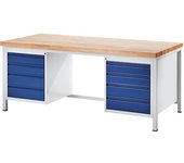 RAU Banco de trabajo, bastidor modular, 8 cajones de tamaño L, profundidad 900 mm, anchura 2000 mm