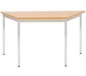 eurokraft basic Mesa multiuso, trapezoidal, H x A x P 740 x 1400 x 700 mm, tablero en decoración de haya, armazón cromado