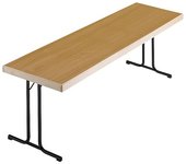 kaiserkraft Mesa plegable, armazón de pata en doble T, 1700 x 700 mm, armazón antracita, tablero en decoración de haya
