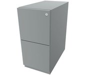 BISLEY Buck rodante Note™, con 2 cajones para archivadores colgantes, H x A 645 x 300 mm, plateado