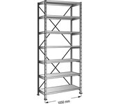 kaiserkraft Estantería ensamblable, galvanizada, 7 baldas, altura 3000 mm, anchura de balda 1000 mm, profundidad 300 mm, estantería básica