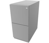BISLEY Buck rodante Note™, con 2 cajones para archivadores colgantes, H x A 645 x 300 mm, gris luminoso