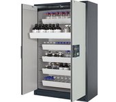 asecos Armario resistente al fuego de tipo 90 para sustancias peligrosas, semiautomático, con 6 cajones, color de la puerta gris