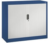 C+P Armario de persiana con persiana horizontal, H x A x P 1030 x 1200 x 420 mm, 2 baldas, 2,5 pisos de archivadores, azul genciana / gris luminoso