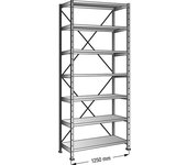 kaiserkraft Estantería ensamblable, galvanizada, 7 baldas, altura 3000 mm, anchura de balda 1200 mm, profundidad 300 mm, estantería básica