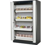 asecos Armario de puerta plegable resistente al fuego de tipo 90 para sustancias peligrosas, con 4 cajones, color de la puerta gris