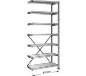 kaiserkraft Estantería ensamblable, galvanizada, 7 baldas, altura 3000 mm, anchura de balda 800 mm, profundidad 300 mm, estantería de ampliación