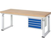 RAU Cajonera para debajo de la mesa de trabajo, A x P 580 x 650 mm, para serie de mesa 600, altura de los cajones 4 x 90 mm