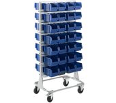 kaiserkraft Estantería rodante, altura 1588 mm, estantería rodante con 56 cajas visualizables, gris luminoso