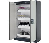 asecos Armario resistente al fuego de tipo 90 para sustancias peligrosas, semiautomático, con 4 cajones, color de la puerta gris