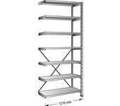 kaiserkraft Estantería ensamblable, galvanizada, 7 baldas, altura 3000 mm, anchura de balda 1200 mm, profundidad 300 mm, estantería de ampliación