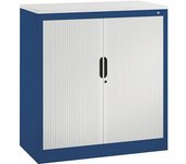 C+P Armario de persiana con persiana horizontal, H x A x P 1030 x 1000 x 420 mm, 2 baldas, 2,5 pisos de archivadores, azul genciana / gris luminoso