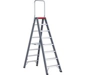 Altrex Escalera de tijera de peldaños planos de aluminio, ascenso por ambos lados, 2 x 8 peldaños, altura de trabajo 3900 mm