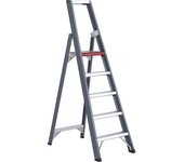 Altrex Escalera tipo tijera de peldaños planos de aluminio, de ascenso por un lado, con bandeja, 5 peldaños, altura de trabajo 3200 mm