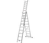 HYMER Escalera multiusos de aluminio, modelo básico, 3 x 10 peldaños, altura máx. de trabajo 7,34 m