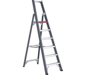 Altrex Escalera tipo tijera de peldaños planos de aluminio, de ascenso por un lado, con bandeja, 6 peldaños, altura de trabajo 3400 mm