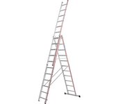HYMER Escalera multiusos de aluminio, modelo profesional, 3 x 11 peldaños, altura máx. de trabajo 8,49 m