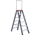 Altrex Escalera de tijera de peldaños planos de aluminio, ascenso por ambos lados, 2 x 6 peldaños, altura de trabajo 3400 mm