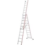 HYMER Escalera multiusos de aluminio, modelo industrial con cabezal rodante, 3 x 10 peldaños, altura máx. de trabajo 7,99 m