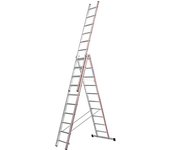 HYMER Escalera multiusos de aluminio, modelo profesional, 3 x 10 peldaños, altura máx. de trabajo 7,94 m
