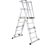 ZARGES Escalera telescópica de plataforma, de aluminio, 5 peldaños sin pescante