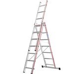 HYMER Escalera multiusos de aluminio, modelo profesional, 3 x 7 peldaños, altura máx. de trabajo 5,73 m