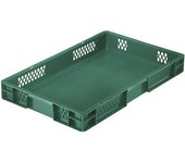 kaiserkraft Recipiente apilable en euroformato, paredes perforadas, fondo cerrado, L x A x H 600 x 400 x 75 mm, verde, UE 5 unid.