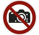 kaiserkraft Señal de prohibición, prohibido hacer fotos, UE 10 unid., plástico, Ø 200 mm