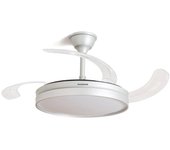 Ventilador de Techo InnovaGoods DC 80W LED Aspas Retráctiles 6 Velocidades Mando Blanco