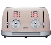 Tostadora Sogo Eternal Retro Serie 4 Rebanadas Acero Inoxidable Rojo Metálico 6 Niveles
