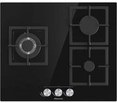 Hisense GG633B Placa de Gas 3 Zonas 60cm Cristal Negro