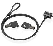AISENS - ASLK-D40K04-BK - Cable de Seguridad con Cerradura de Llave para Ordenador, Monitor, Portatil 1.5M