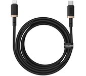 Baseus dura cable de carga rápida tipo c para ip 20 w 2 m negro, dorado