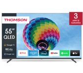 THOMSON 55 Pulgadas (139cm) QLED Google Smart TV, Wi-Fi, Dolby Vision IQ, Dolby Atmos, HDR10, Bluetooth 5.1, Triple-Tuner (Cable/Satélite/Antena), HDMI, Ci+, A+ Panel - 55QG4S14