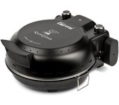 Girmi FP50 Horno para pizza "Quisipizza", 1800 W, 420 °C, paredes frías, piedra refractaria extraíble de 31 cm, temporizador, doble resistencia, incluye libro de recetas, negro