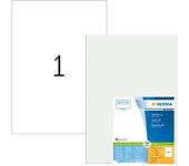 HERMA Paquete de 100 etiquetas adhesivas para impresora de inyección de tinta, láser o fotocopiadora, en hojas A3, 297 x 420 mm, color blanco