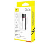 Baseus dura cable de carga rápida tipo c para ip 20 w 2 m negro, rojo
