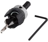 wolfcraft Broca de perforación previa con avellanador y tope de profundidad, Ø 4-5 mm I 2544000 I Perforación previa y avellanado en un paso