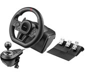 Tracer SimRacer Manual Gearbox Volante 6 en 1, Volante de Carreras Gaming con Pedales y Palanca de Cambio, Compatible con PC/PS4/PS3/XONE/X360/SWITCH, Ángulo de Dirección de 270 grados, 8 Botones