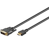 M-Cab HDMI/DVI-D Cable 2m Black Negro - Adaptadores de Cable de vídeo (2 m, HDMI, DVI-D, Oro, Negro, Macho/Macho)